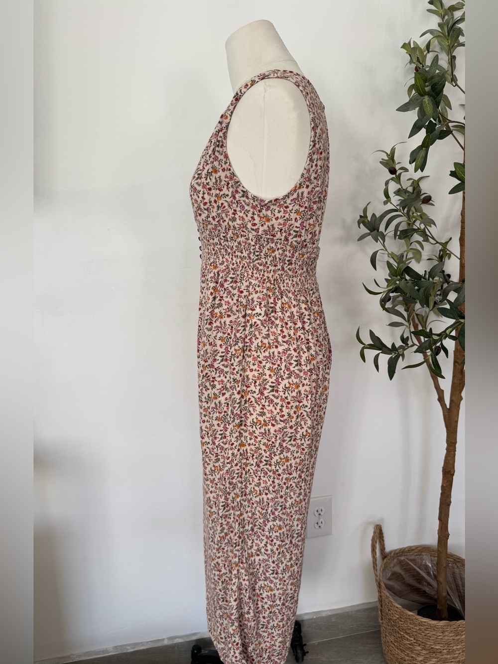 American Eagle Floral Smocked Wide Leg Jumpsuit / Romper - Picture 3 of 4